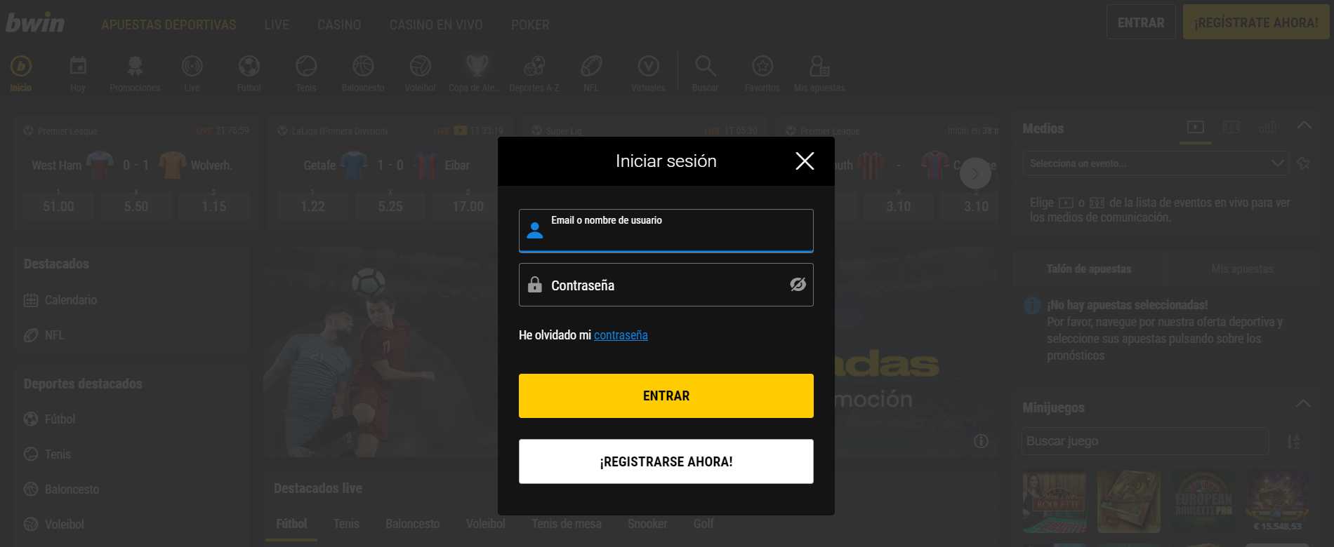 Bwin iniciar sesion